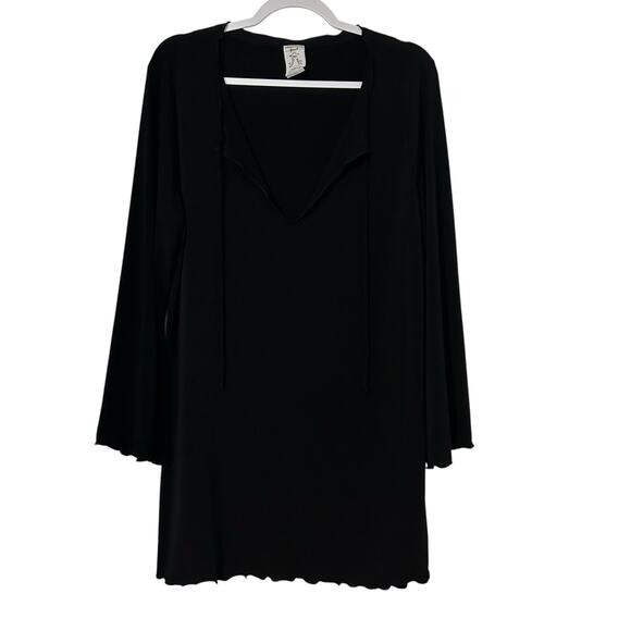 Jordan Taylor Beach VTG Women’s Black LG Stretchy Tunic Top Bell Sleeve USA Made - Picture 2 of 10